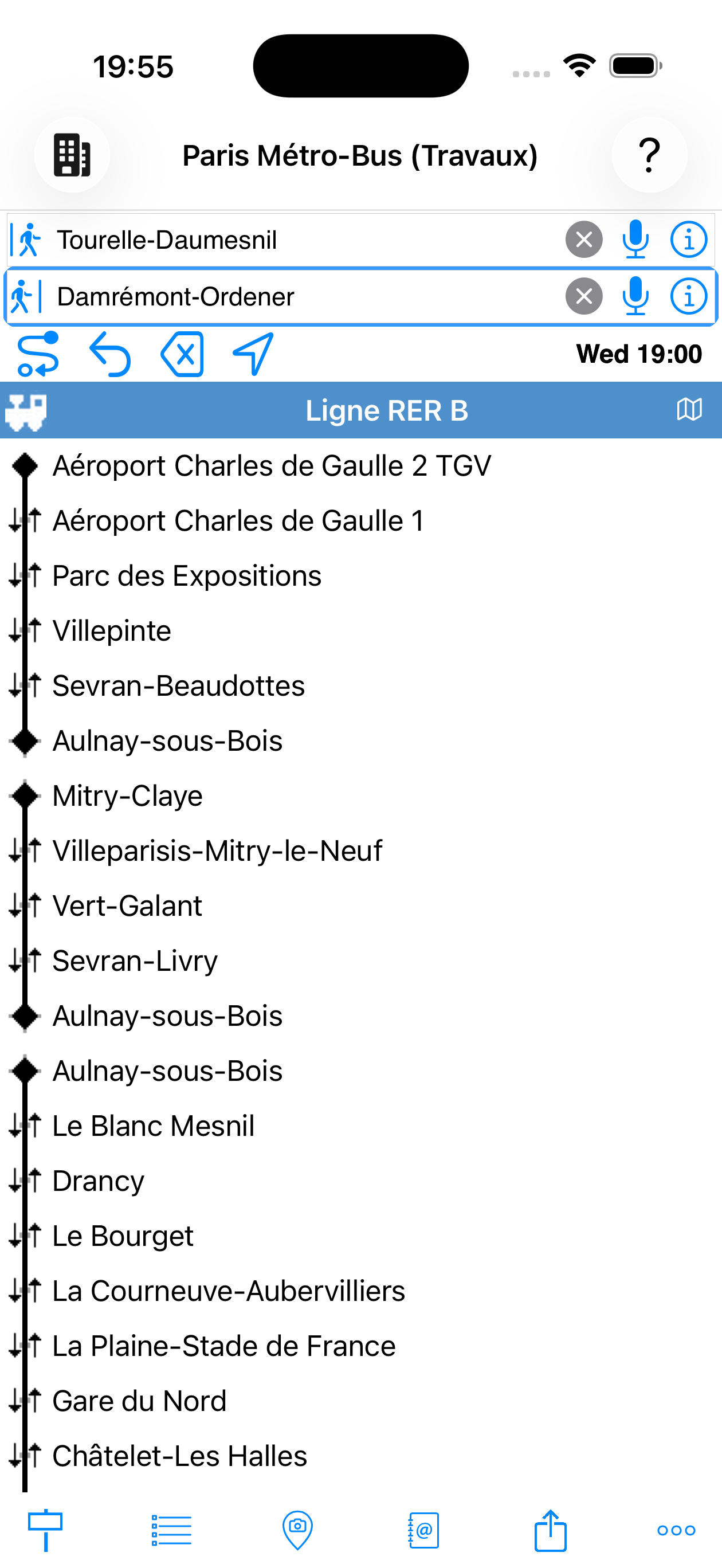 Arrêts Ligne RER B
